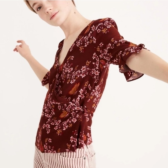 Madewell Tie-Sleeve Wrap Top - Picture 2 of 10